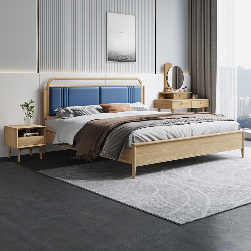 北歐家具 白蠟木 全實木床軟包床