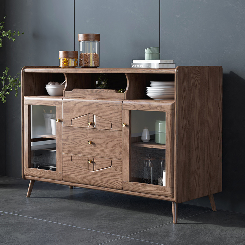 北歐家具 白蠟木實木餐邊柜酒柜靠墻現(xiàn)代茶水柜