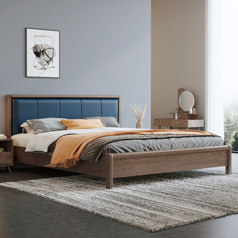 北歐家具 白蠟木實木床現(xiàn)代簡約主臥1.8米雙人床