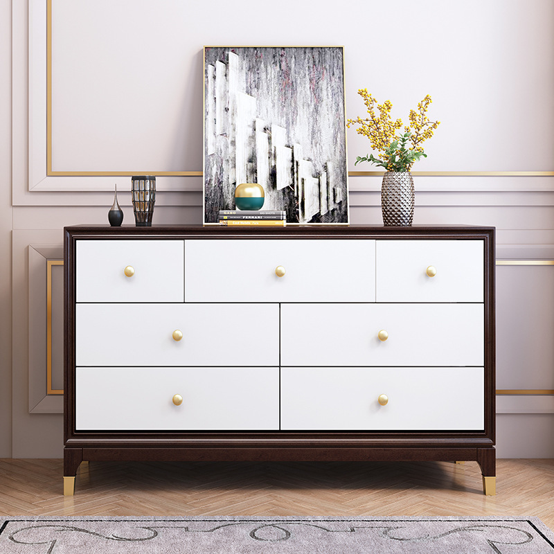 美式家具 輕奢櫻桃木臥室家具 實木七斗柜