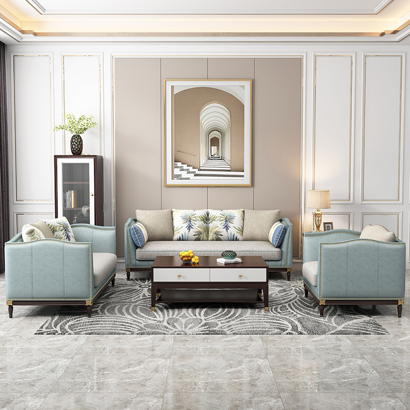 美式家具 輕奢沙發(fā) 現(xiàn)代小戶型頭層牛皮簡美風格家具