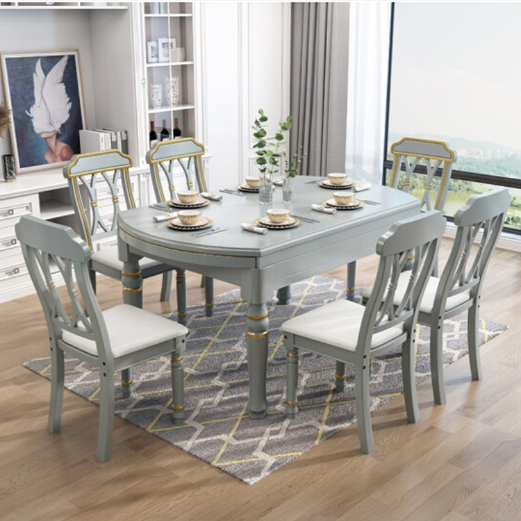 簡約小美可伸縮折疊長方形家用圓形飯桌家具