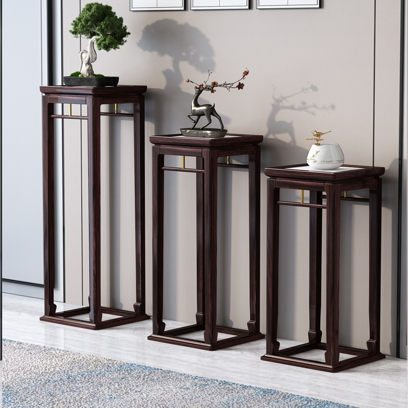 新中式家具 實(shí)木花架胡桃木裝飾盆景架花幾