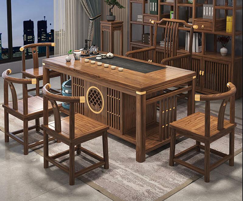 新中式家具 實木茶桌椅組合 功夫茶桌