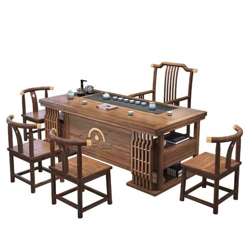 新中式家具 簡約茶桌椅組合實木功夫茶幾茶具套裝