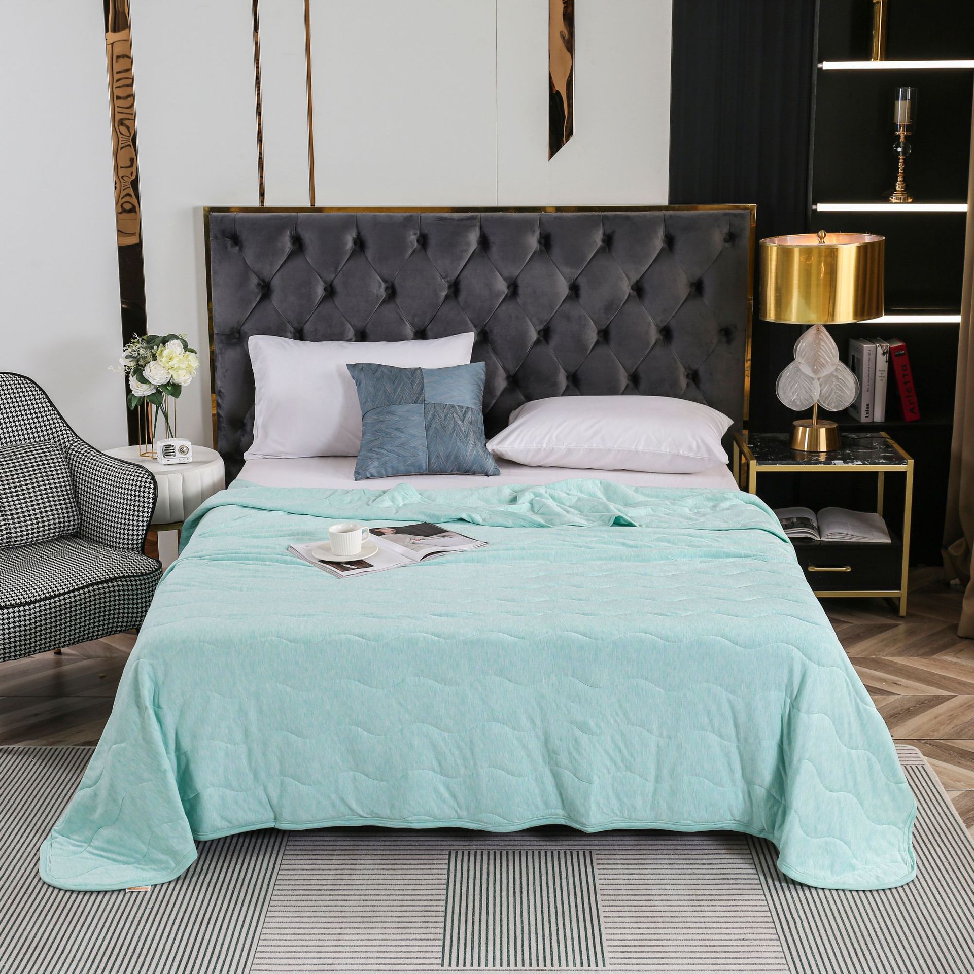 親膚夏涼被單雙人春秋被芯薄被莫代爾絎縫夏被空調(diào)被