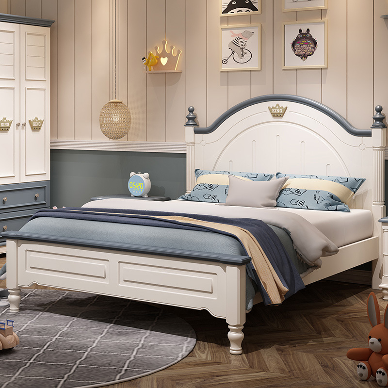 兒童家具 男孩女孩兒童房家具床頭儲物1.5m實(shí)木床