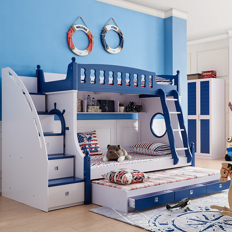 兒童家具 高低子母床雙層床兒童床上下鋪交錯(cuò)式小戶(hù)型臥室上下床