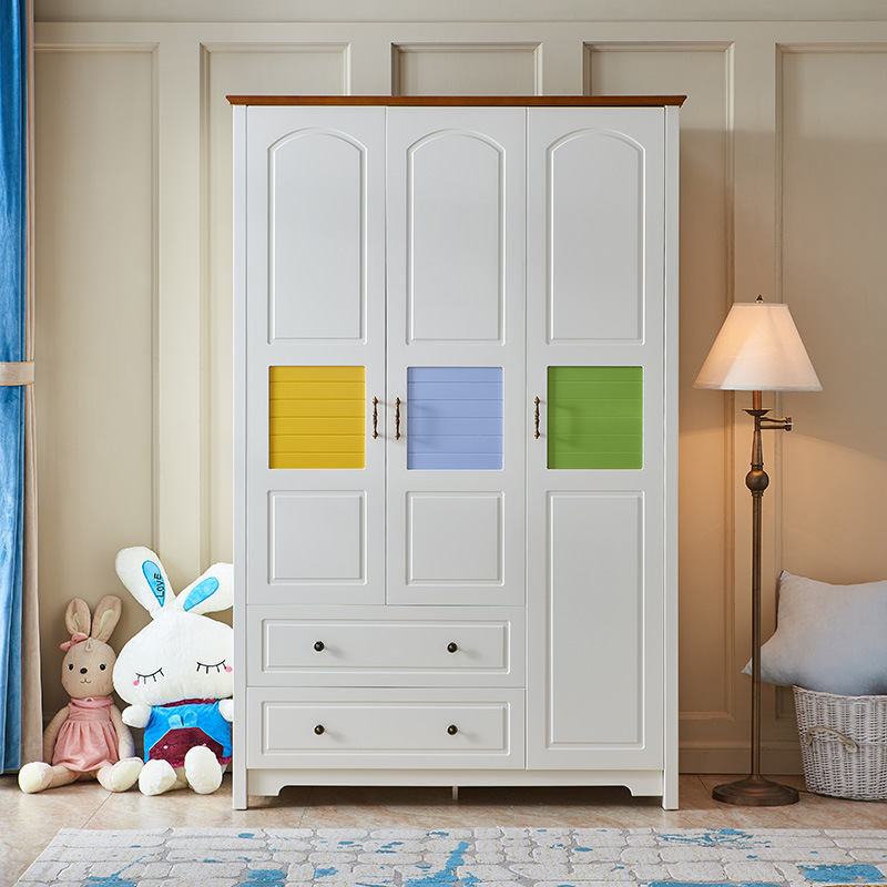 兒童家具 兒童衣柜 臥室三門衣柜 抽屜式收納儲物家用多功能平開門