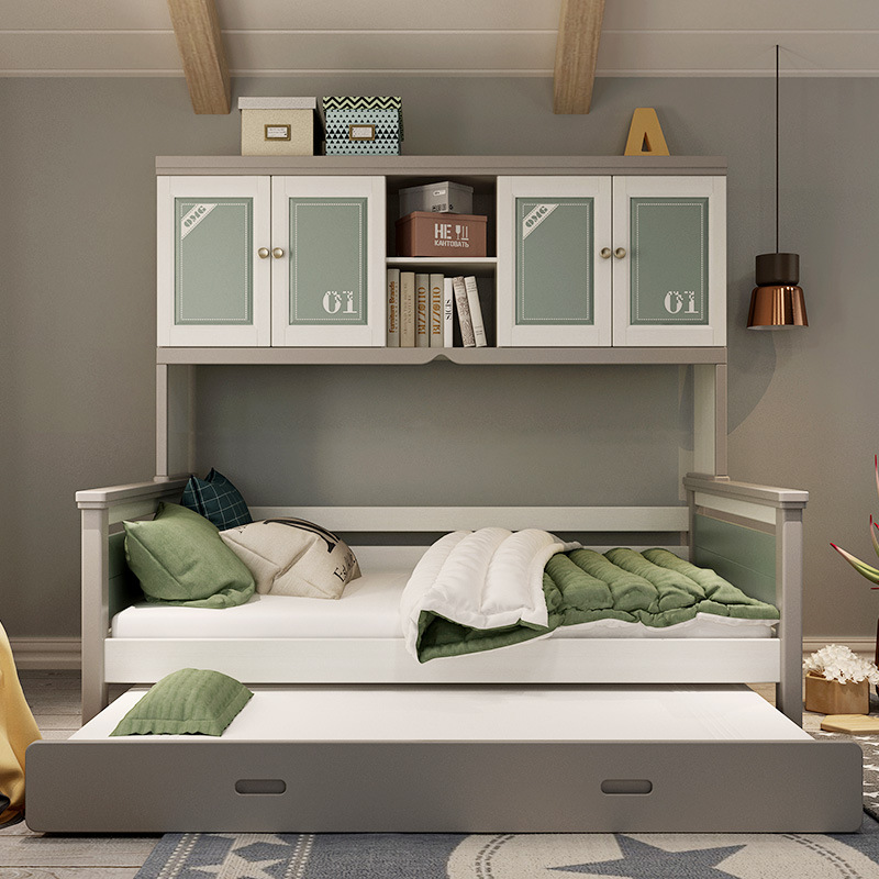 兒童家具 兒童衣柜床多功能組合兒童床實木1.35米高箱儲物