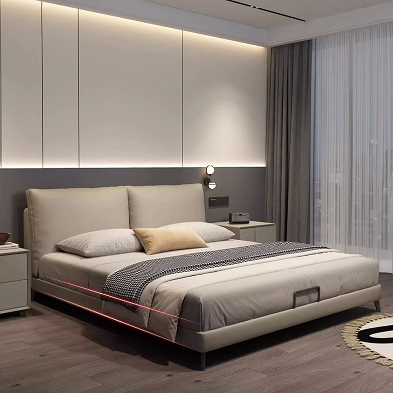 簡約家具 輕奢現(xiàn)代納帕真皮床佛山臥室家具皮床