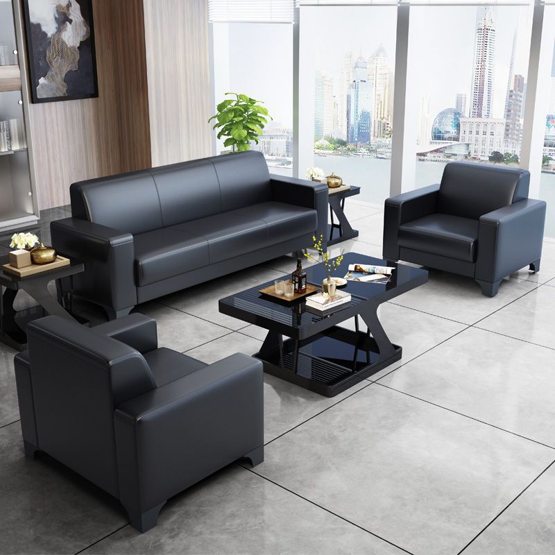 辦公家具 辦公沙發(fā)茶幾組合現(xiàn)代簡約商務(wù)會(huì)客室三人位皮藝沙發(fā)