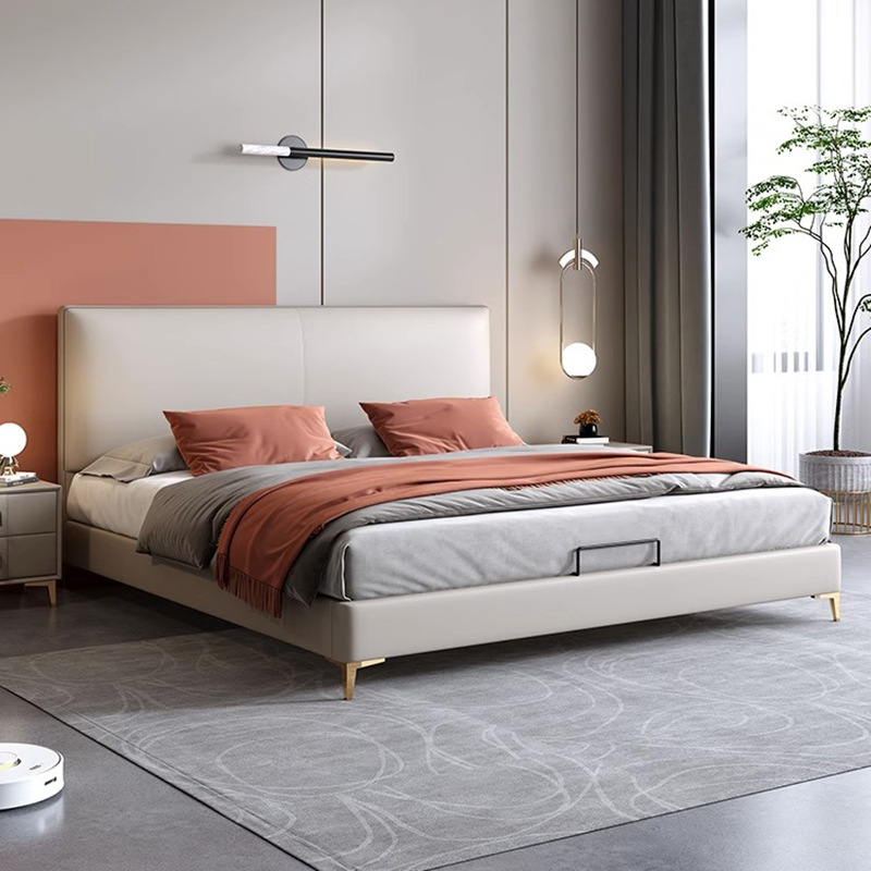 簡約家具 小戶型皮藝床意式極簡主臥雙人大床臥室軟包真皮床