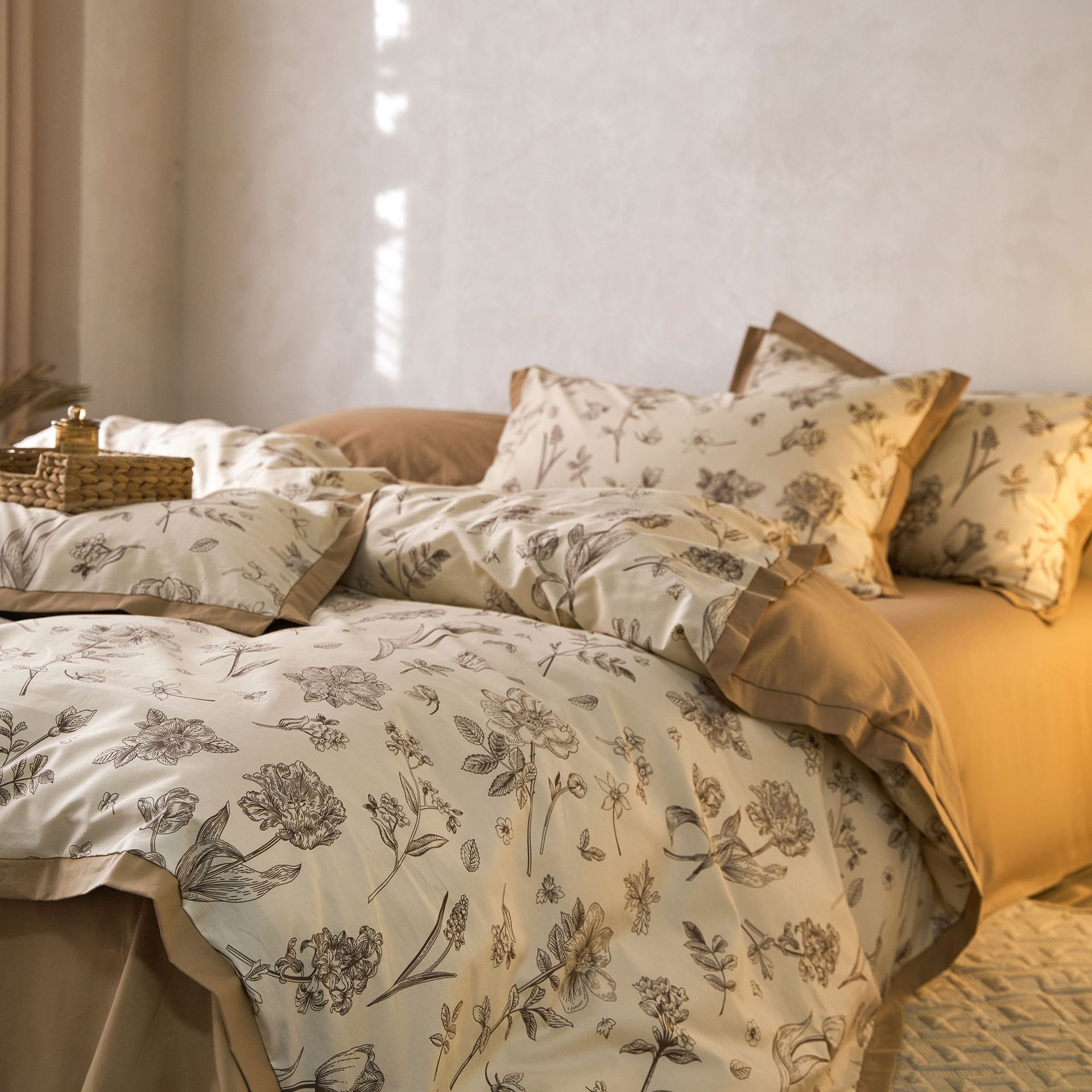 家居家紡 美式復(fù)古全棉印花拼角款四件套