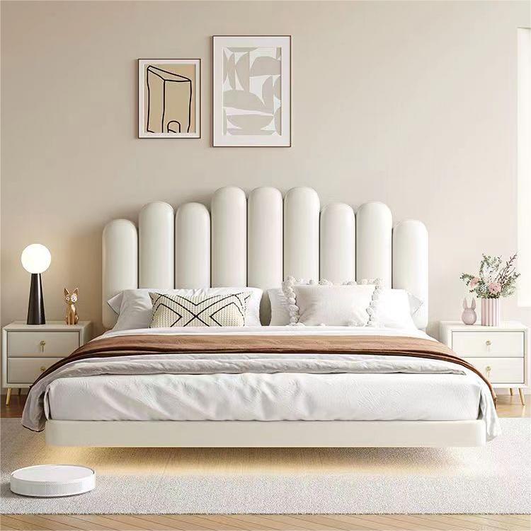 簡約家具 奶油風鋼琴鍵懸浮床 現(xiàn)代簡約小戶型皮床