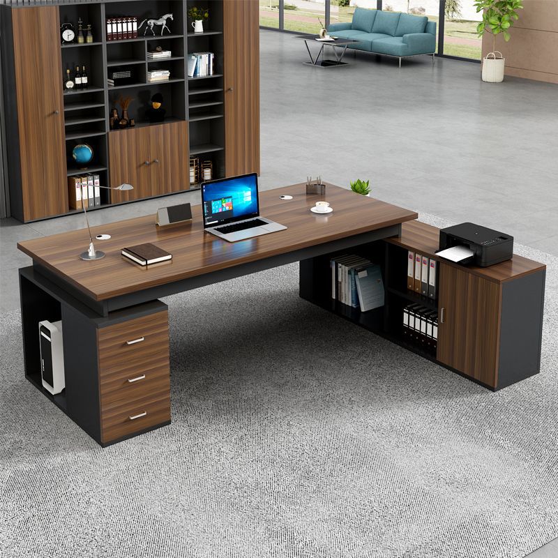 辦公家具 簡約現(xiàn)公桌子雙柜大班臺 老板辦公桌椅組合