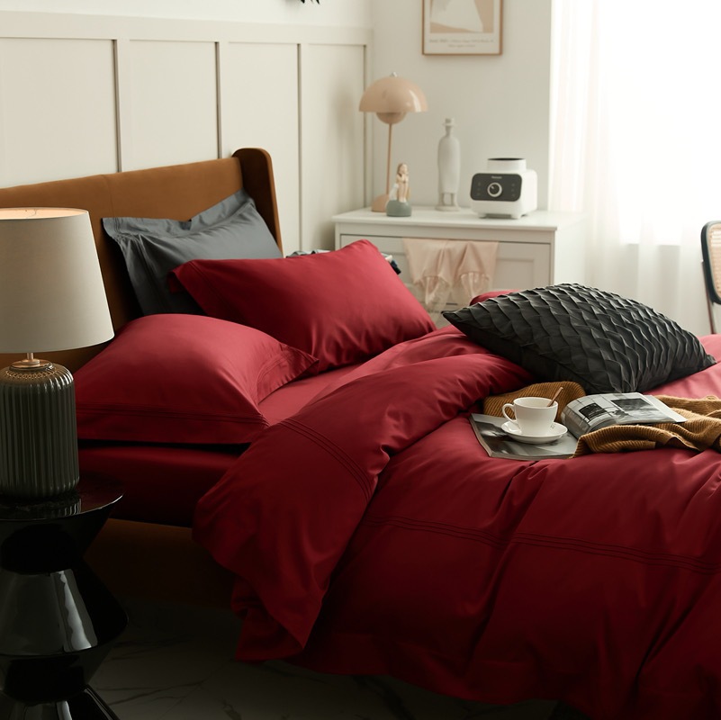 家居家紡 100支長絨棉純色簡約輕奢款式床上四件套