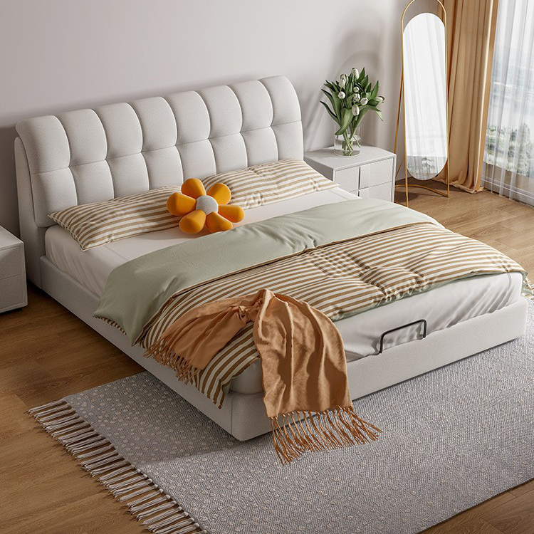 簡約家具 現(xiàn)代簡約儲物婚床輕奢意式軟床 主臥真皮床