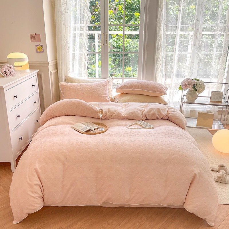 家居家紡 韓版小花花加厚牛奶絨四件套