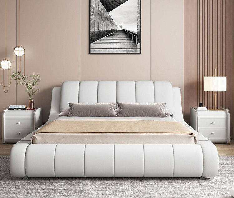 簡約家具 現(xiàn)代簡約皮藝科技布氣壓床 布藝軟床