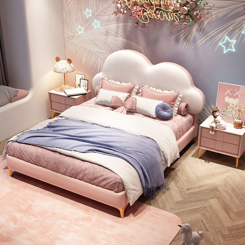 兒童家具 夢幻網(wǎng)紅少女床兒童床卡通可愛云朵床