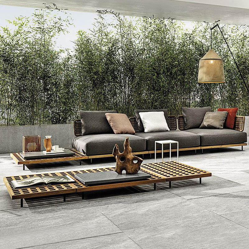 戶(hù)外家具 戶(hù)外沙發(fā)柚木露天庭院藤編實(shí)木沙發(fā)