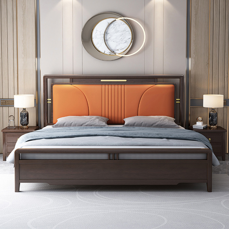 新中式家具 實(shí)木儲物床 臥室家具