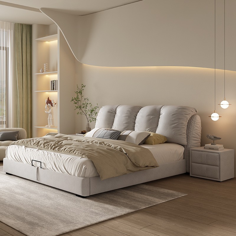 簡約家具 意式極簡奶油風(fēng)布藝 現(xiàn)代北歐主臥雙人床