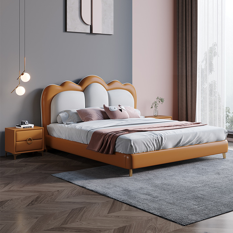 兒童家具 卡通云朵床 輕奢真皮兒童床