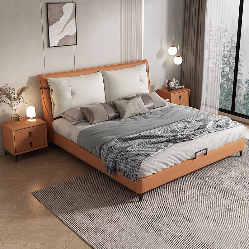 簡約家具 輕奢硅膠皮床 現(xiàn)代簡約軟體雙人床