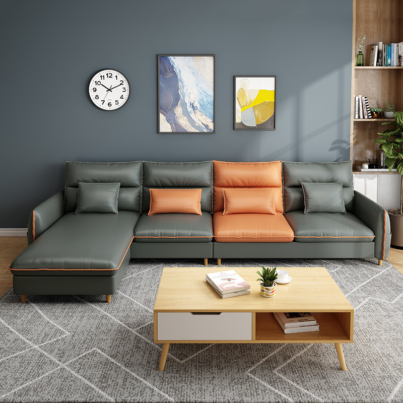 簡約家具 北歐小戶型科技布沙發(fā) 現(xiàn)代簡約輕奢乳膠撞色布藝沙發(fā)