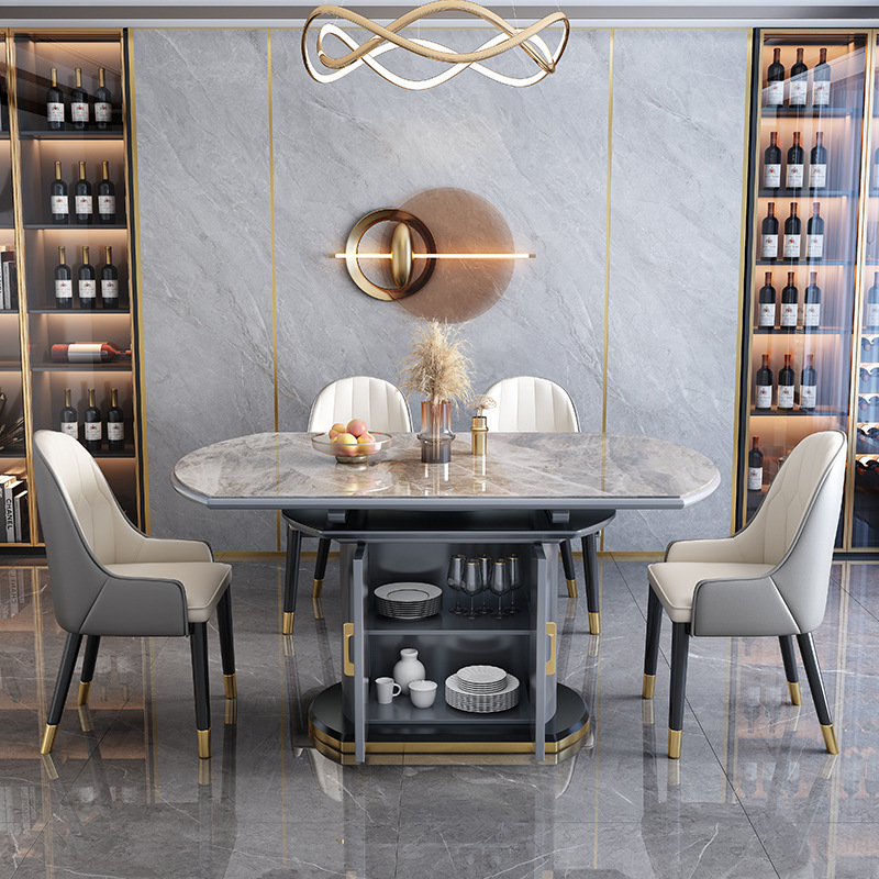 簡約家具 輕奢巖板餐桌椅 現(xiàn)代簡約可伸縮折疊餐桌椅