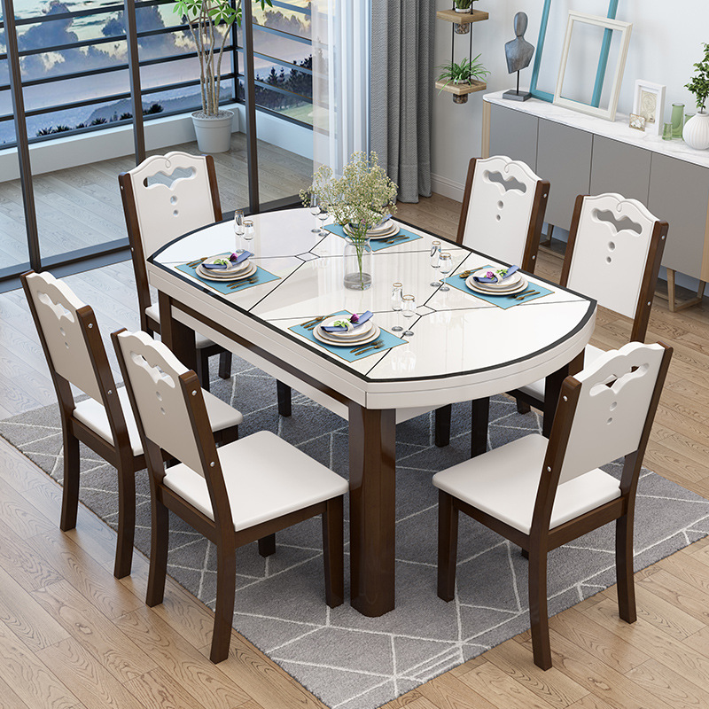 簡(jiǎn)約家具 全實(shí)木餐桌椅組合 現(xiàn)代簡(jiǎn)約可伸縮折疊餐桌椅