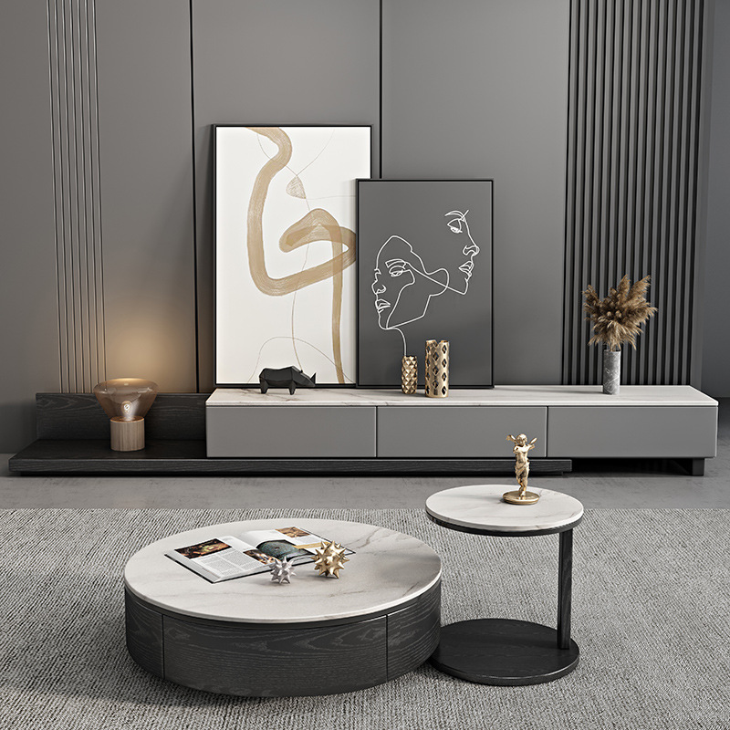 簡約家具 巖板電視柜茶幾組合 現(xiàn)代簡約輕奢地柜落地電視機(jī)柜