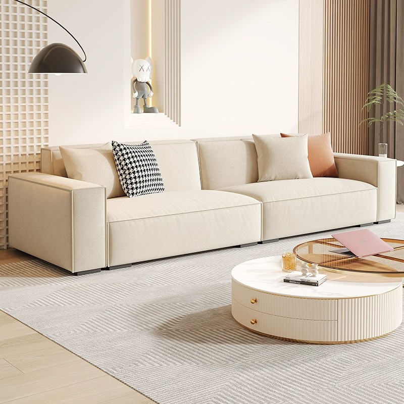 簡約家具 意式極簡奶油風(fēng)布藝沙發(fā) 現(xiàn)代簡約科技布豆腐塊沙發(fā)