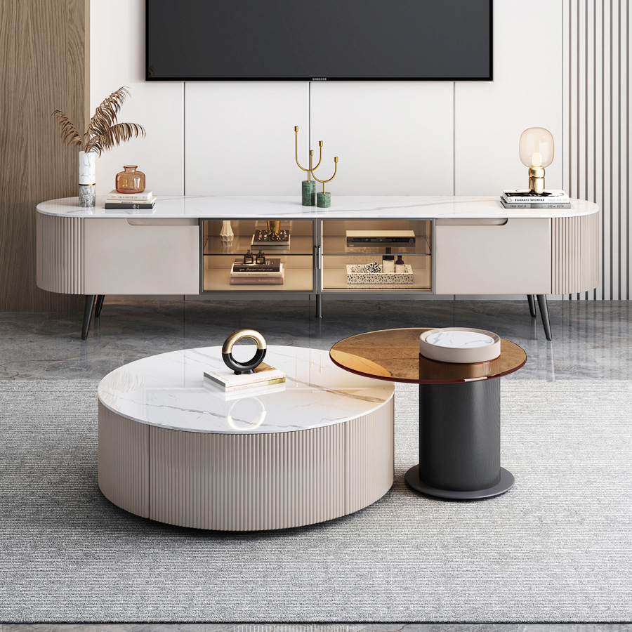 簡約家具 輕奢現(xiàn)代巖板玻璃茶幾電視柜 現(xiàn)代簡約客廳家具