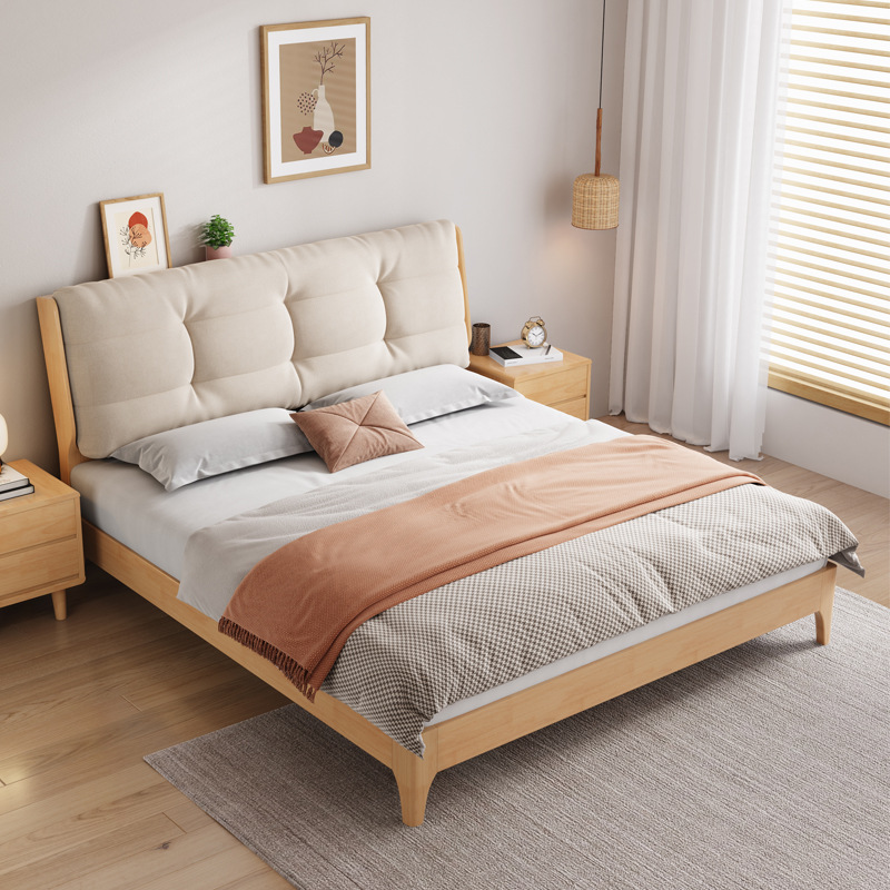 北歐家具 北歐云朵軟包雙人床 現(xiàn)代簡約奶油風(fēng)主臥大床