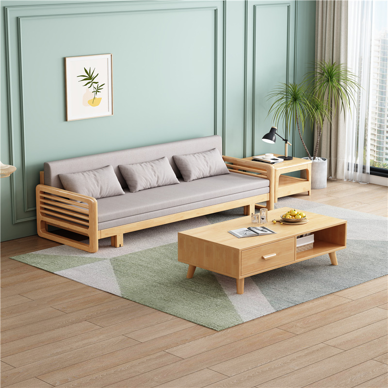 北歐家具 實(shí)木沙發(fā) 小戶型兩用拉床組合沙發(fā)床