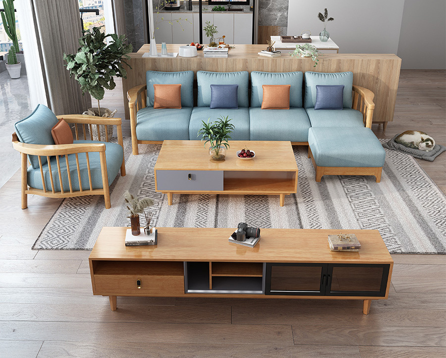 北歐家具 全實木沙發(fā) 現(xiàn)代簡約輕奢單人原木轉(zhuǎn)角小戶型沙發(fā)組合