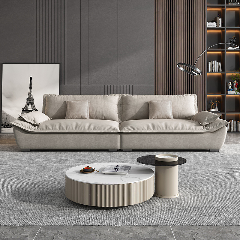 簡約家具 云朵布藝沙發(fā) 奶油風(fēng)直排帆船科技布沙發(fā)