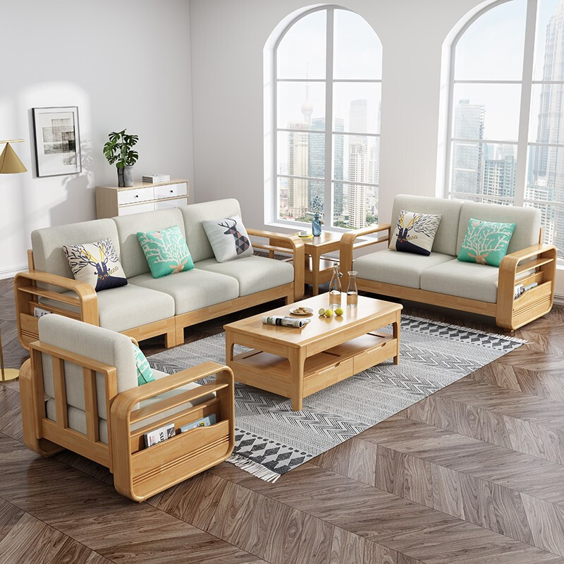 北歐家具 北歐木質(zhì)布藝沙發(fā) 冬夏兩用實木組合沙發(fā)