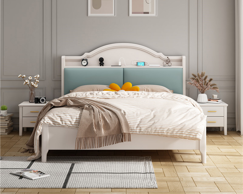 美式家具 輕奢軟包主臥床 現(xiàn)代簡(jiǎn)約帶燈多功能儲(chǔ)物床