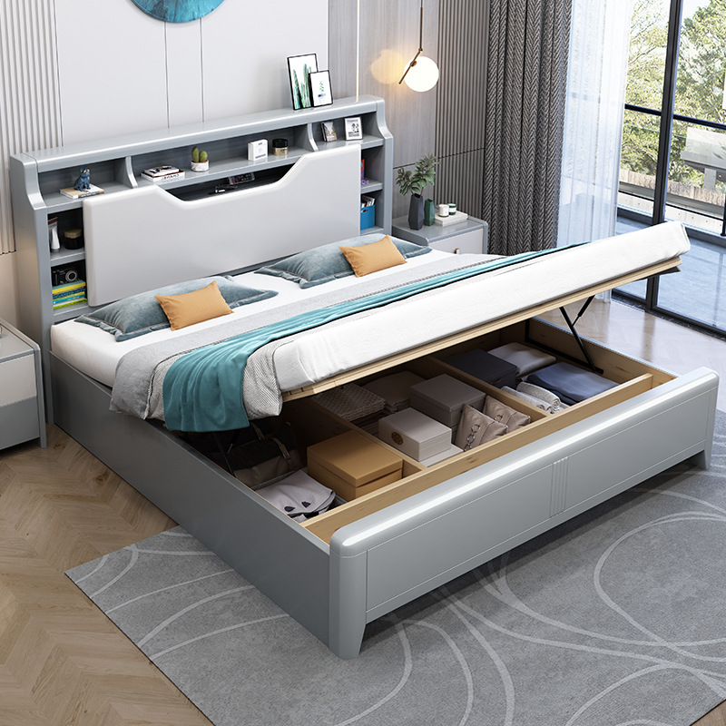 簡約家具 北歐實木床 臥室軟靠床輕奢雙人床