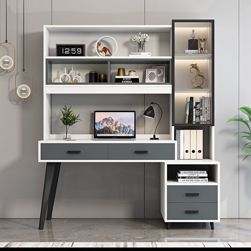 簡約家具 書桌書架一體桌 輕奢家用學(xué)生電腦臺式桌