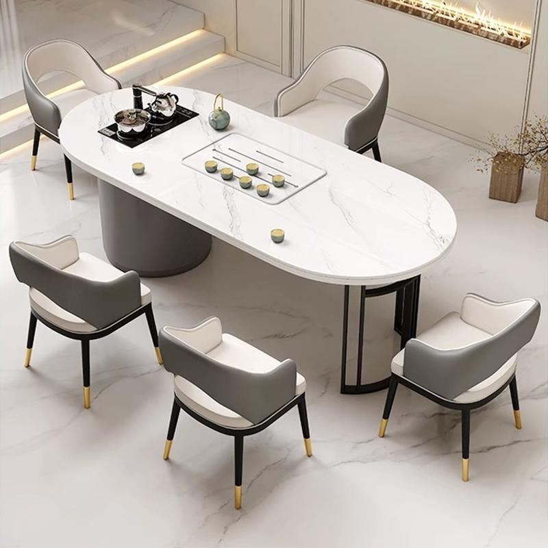 辦公家具 輕奢巖板茶桌椅 辦公室茶臺(tái)茶具套裝