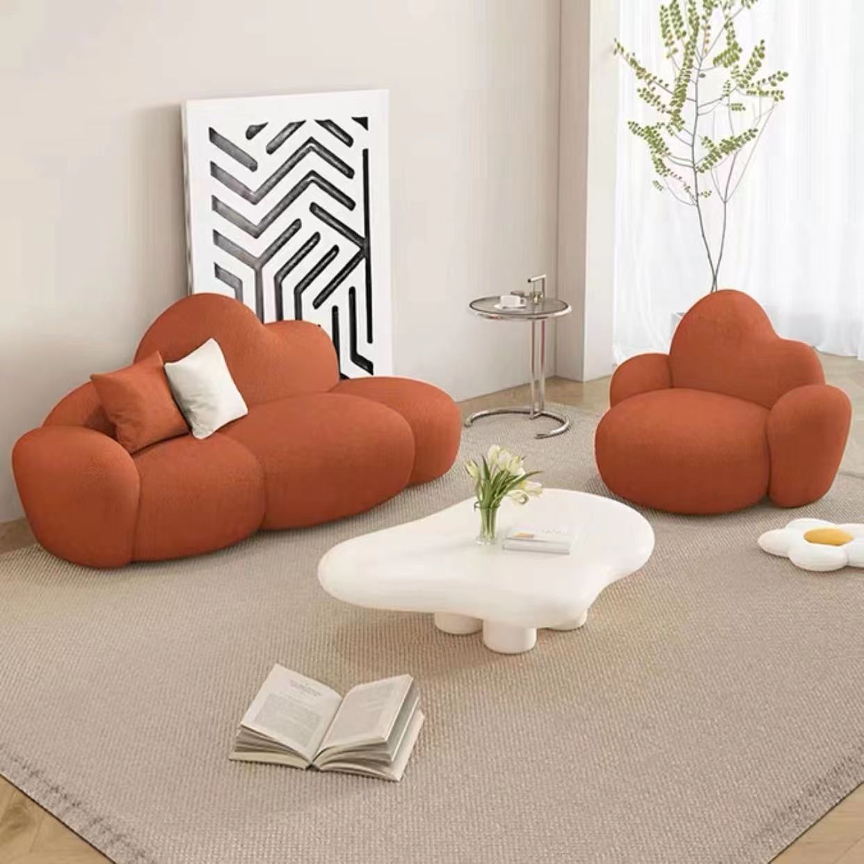 簡(jiǎn)約家具 網(wǎng)紅布藝沙發(fā)奶油云朵沙發(fā) 簡(jiǎn)易輕奢雙人沙發(fā)懶人沙發(fā)