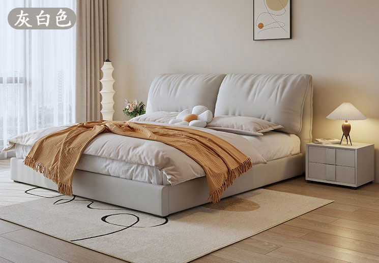 簡約家具 意式極簡布藝床 臥室軟包布藝雙人床