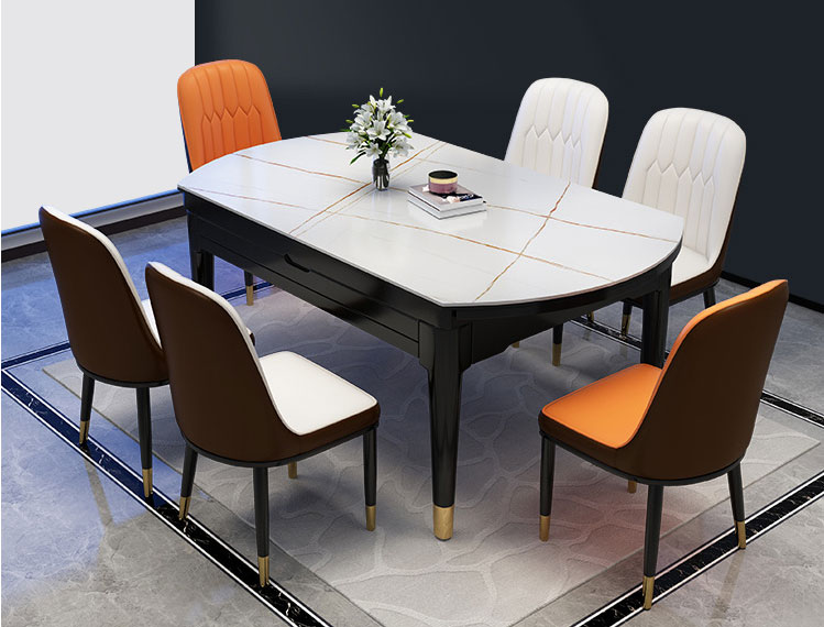 簡約家具 巖板餐桌椅 現代簡約家具可伸縮折疊巖板餐桌