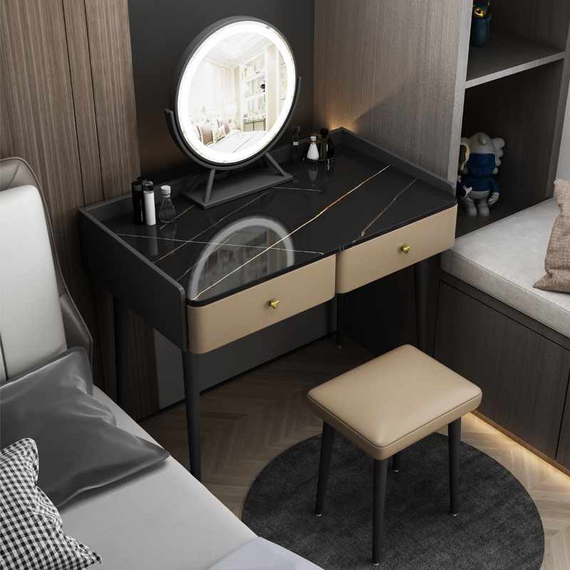 現(xiàn)代簡(jiǎn)約巖板梳妝臺(tái) 收納柜一體化妝桌