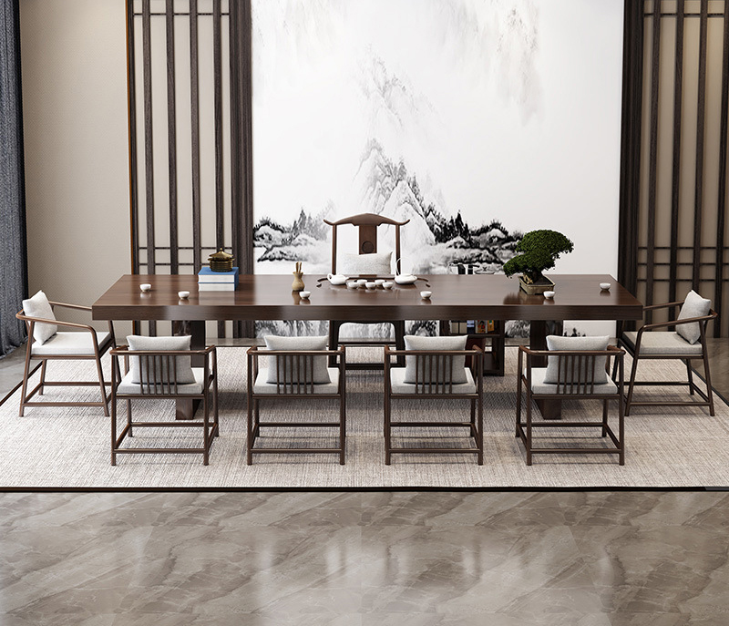 茶桌茶臺 新中式大板實木茶臺一套辦公室洽談禪意茶桌